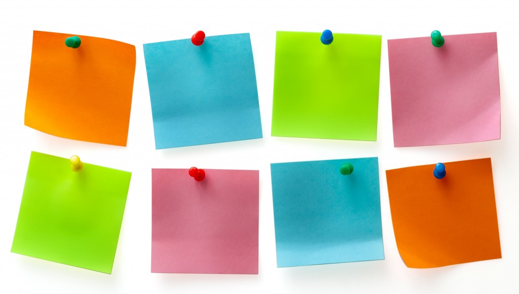 A different color post it notes